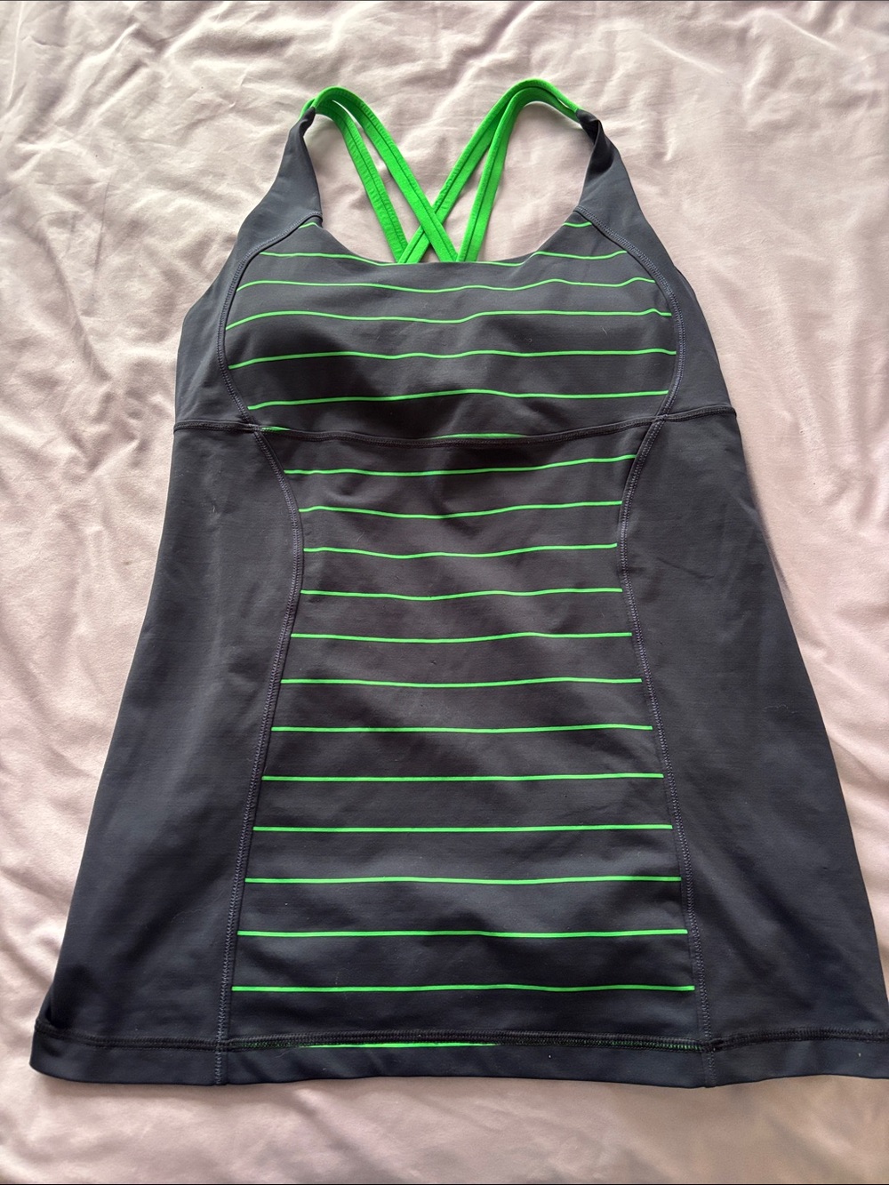 lululemon athletica Black Tank with Green Stripes